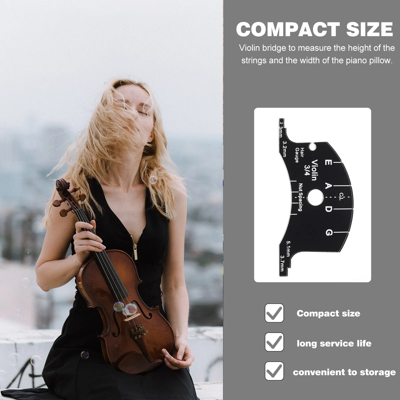 1Pcs Violin Bridge Template Professional Multifunctional Measuring Ruler for String Height Fingerboard Width Chord Distance