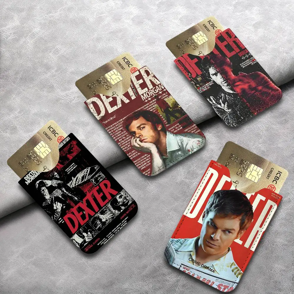 D-Dexter Movie Ultra-Thin Mini Leather Card Holder Wallets for Men Women Lightweight Soft Genuine Leather Credit Card