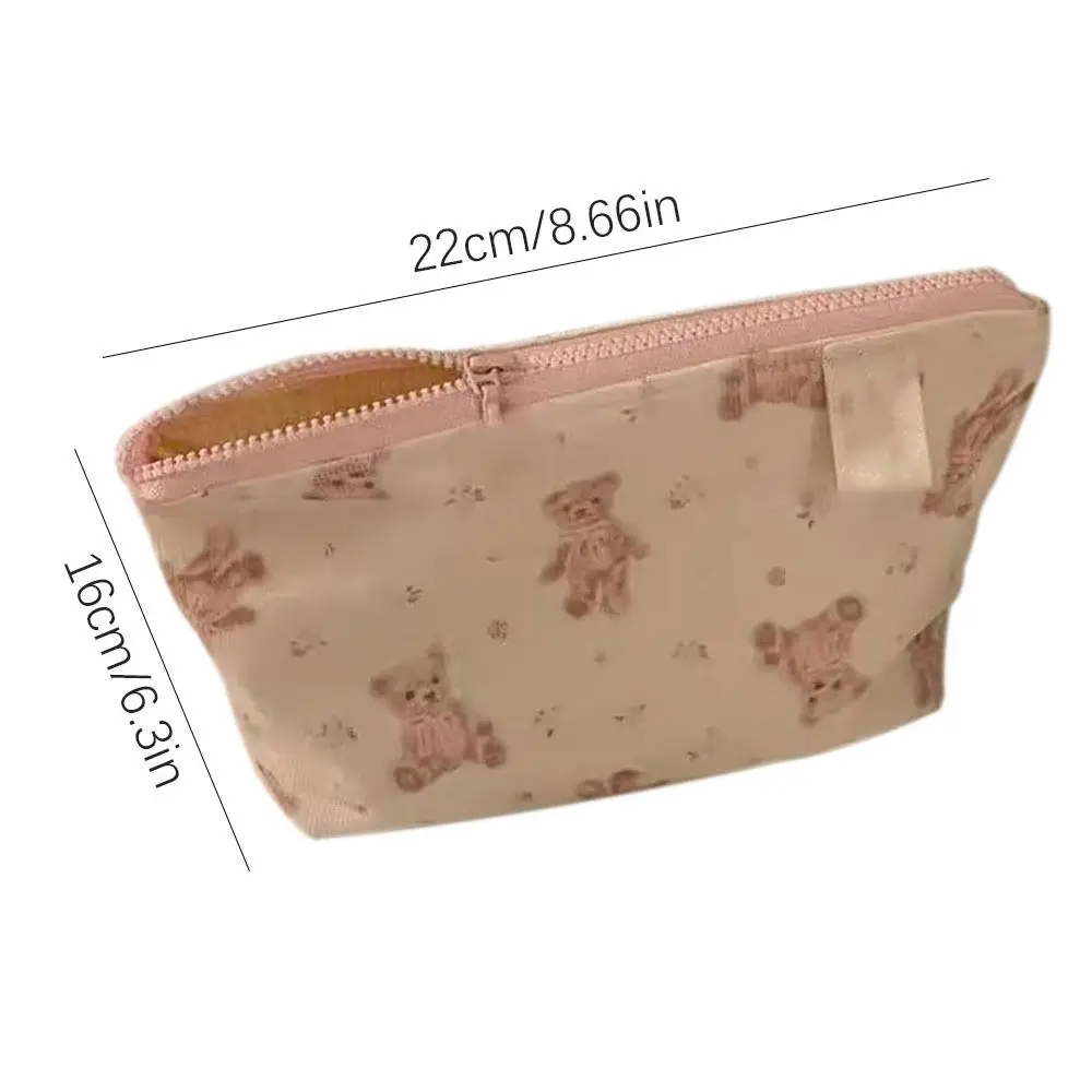 High Quality Corduroy Cosmetic Bag Large Capacity Travel Organizer Makeup Bag Cartoon Bear Washbag