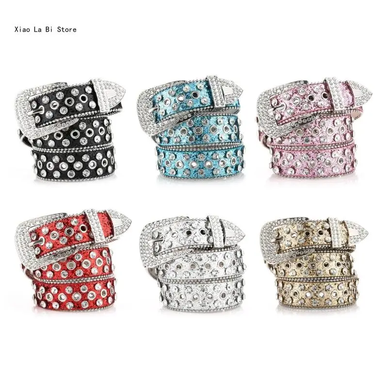 

Shinning Rhinestones Waist Belts for Adult Adjustable Belt for Women Cow-boy Cowgirl Straps Female Jeans Skirt Waistband