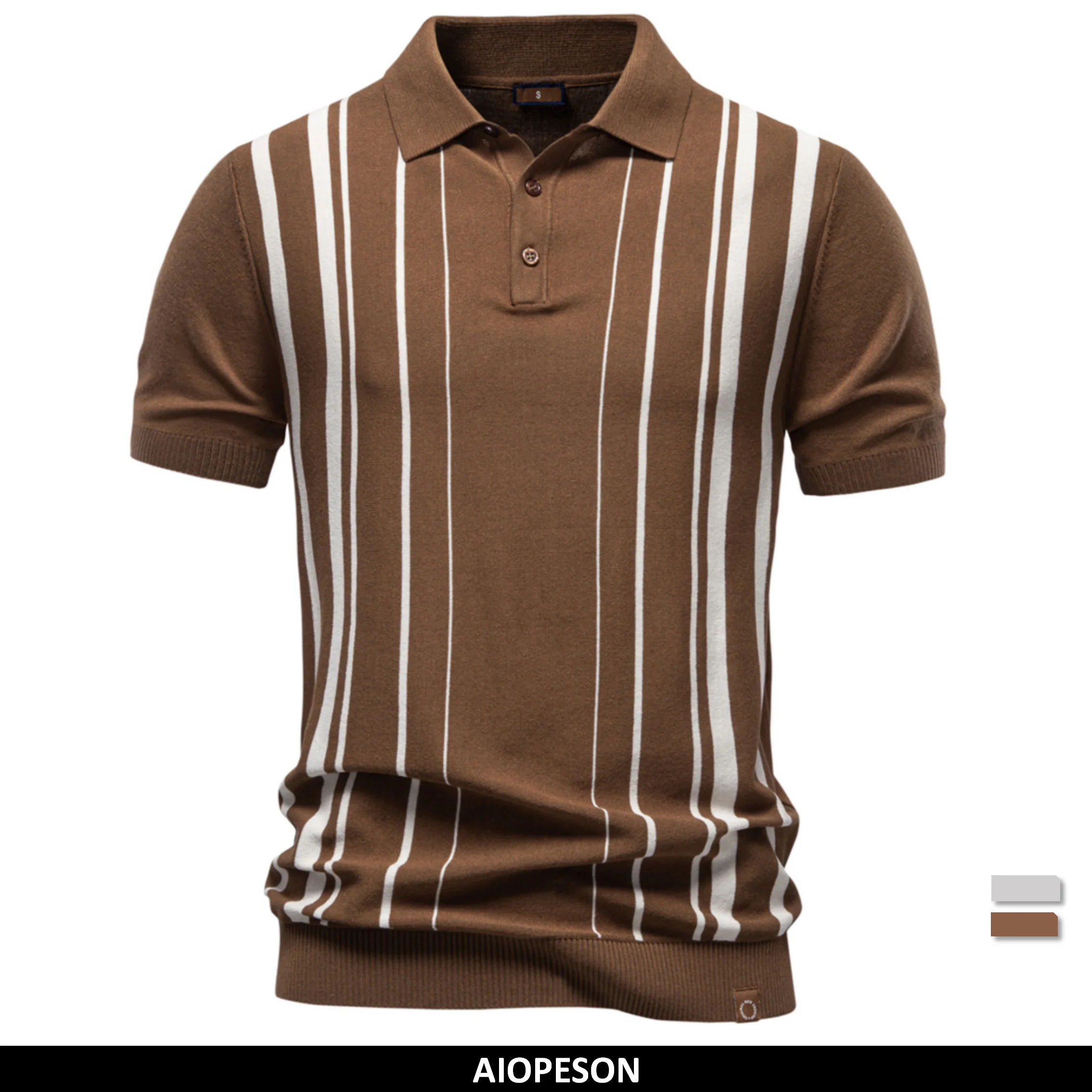 Men's Striped Polo Shirt Casual Breathable Summer Top