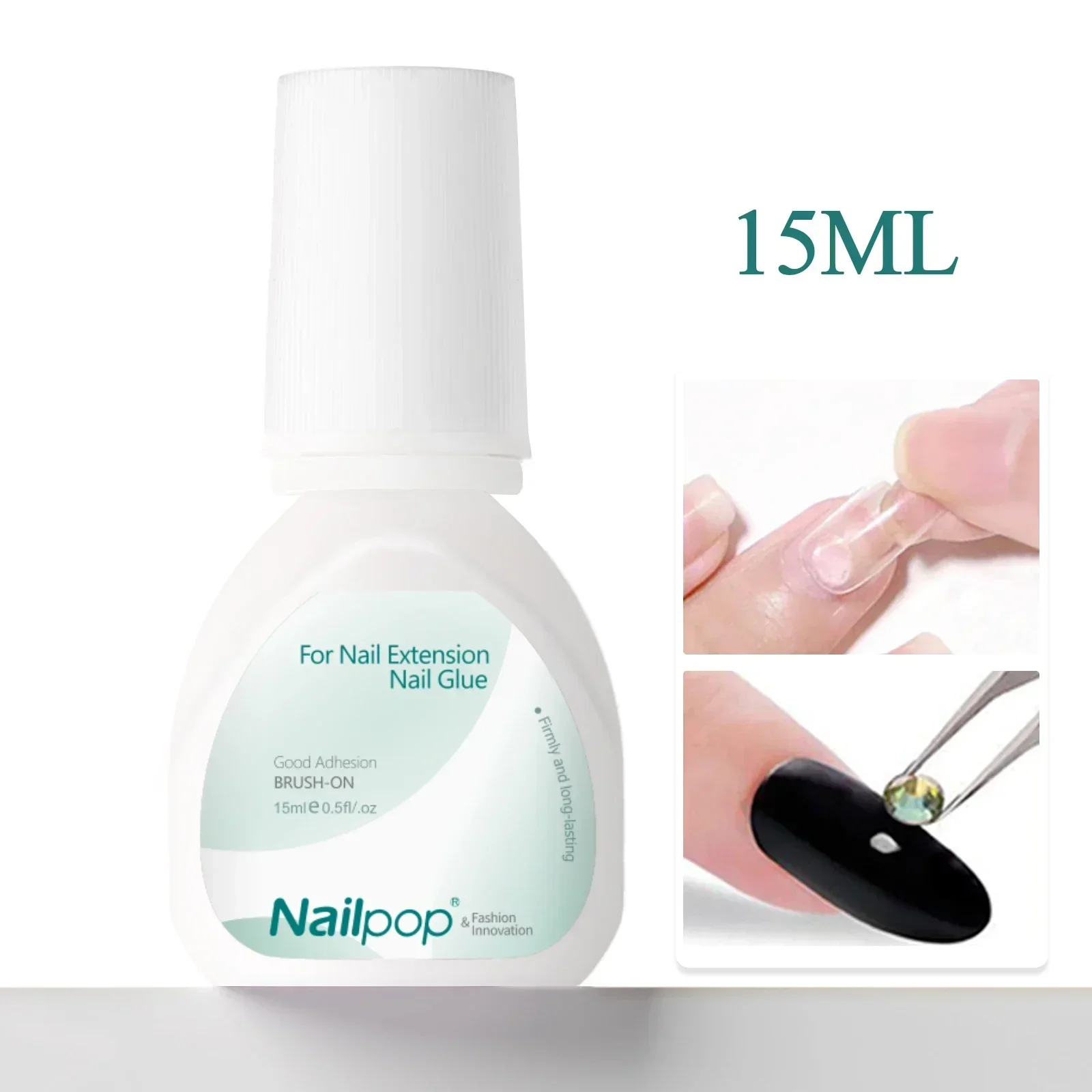 Nailpop 3S التجفيف السريع مسمار الغراء لنصائح الأظافر سوبر قوية مسمار الفن اكسسوارات مانيكير أداة حجر الراين هلام الغراء مع فرشاة