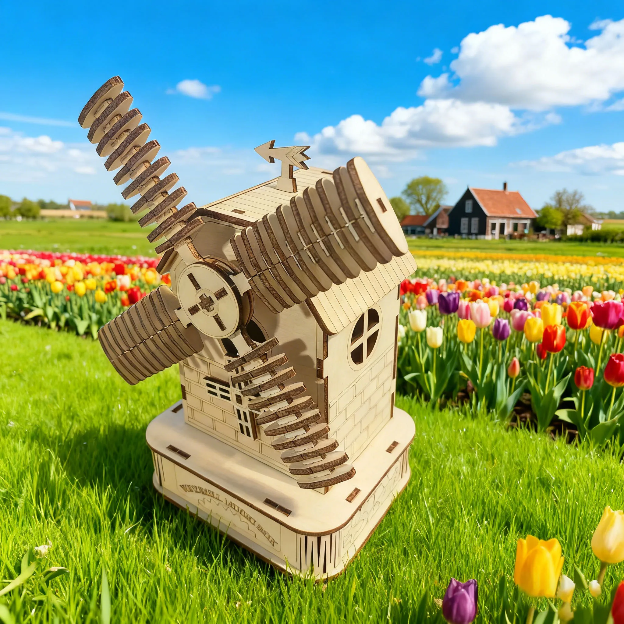 Rompecabezas de molino de viento de madera 3D, Kit DIY, conjunto divertido de ensamblaje, bloques de construcción de madera, regalo perfecto, regalo de vacaciones