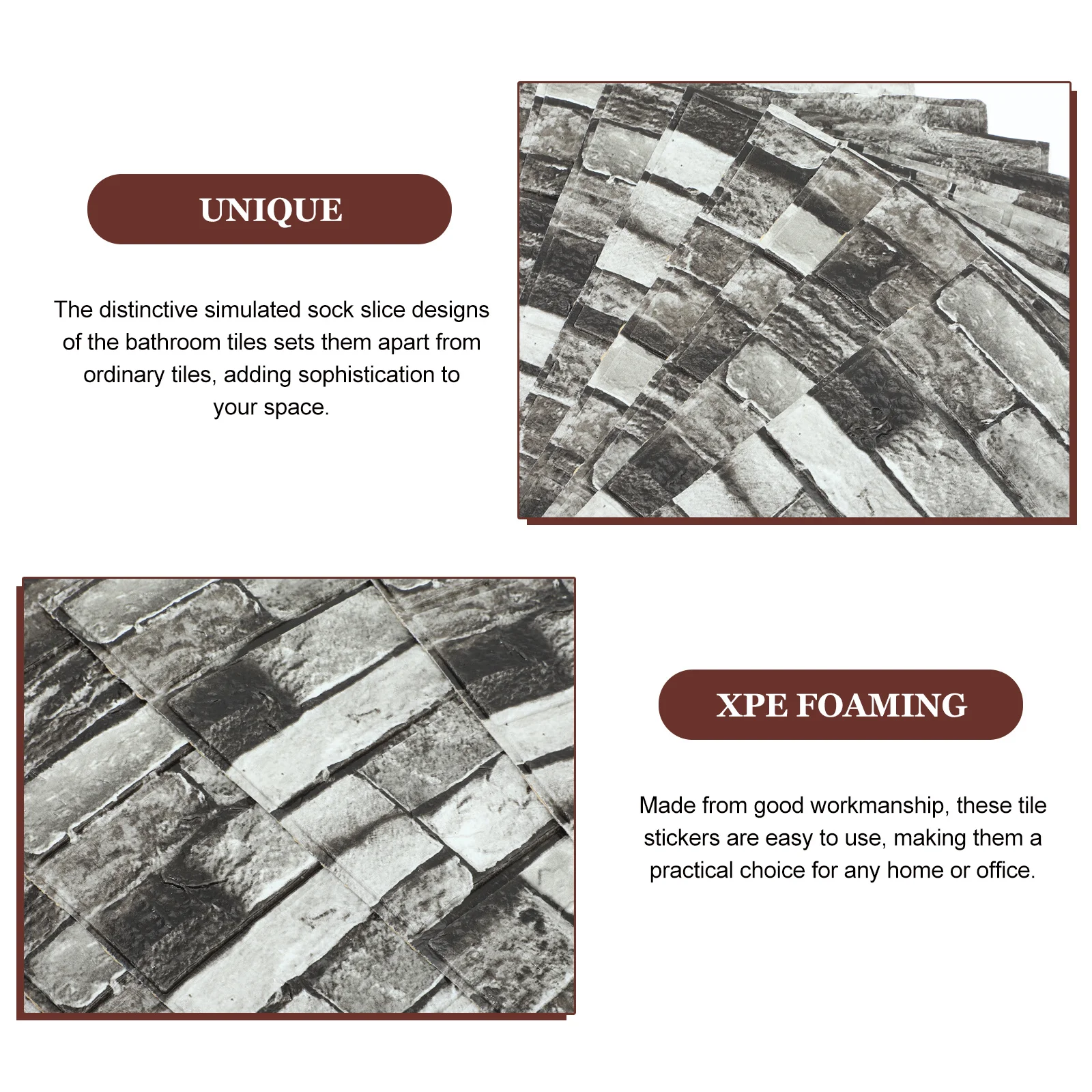 

20Pcs Faux Rock Slice Wall Tile Stickers Decorative 3D Peel Stick Tiles for Bathroom Kitchen Living Room Pool Backsplash Home