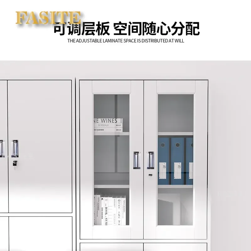 For Office Iron File Cabinet with Lock Bookcase Data Organizer Locker for Financial Certificates Storage Durable Metal