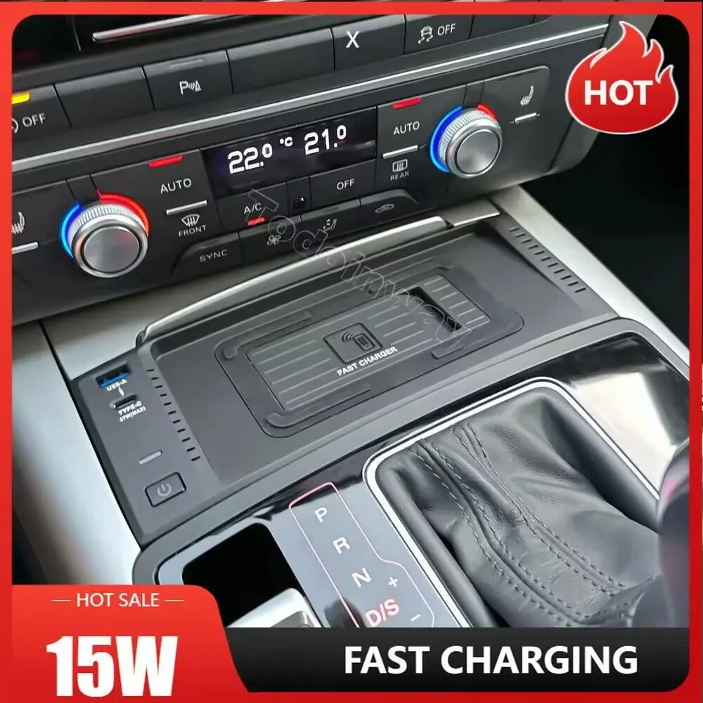 

15W Wireless charging plate For Audi A6 C7 A7 S6 RS6 S7 RS7 2011-2018 phone charger mobile holder usb quick charge trim