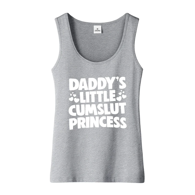 Daddy\'s Little  Princess U-shaped neckline Tank Top Adult Humor Fun Flirty Harajuku Print Sports Top