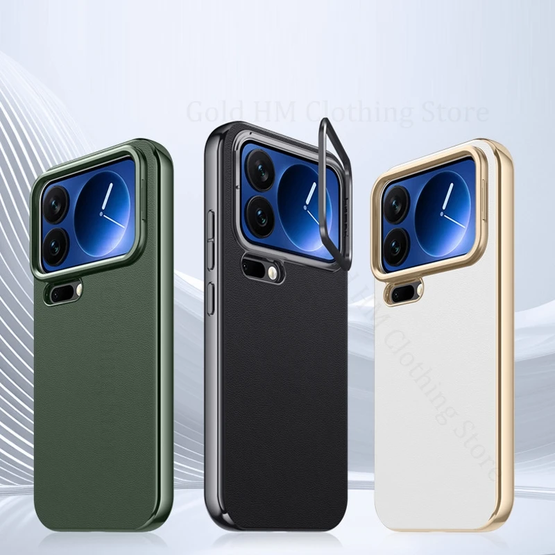 

Zinc Alloy Lens Kickstand Case For For Xiaomi 17 Pro Max Skin Feel Leather Shockproof Case For Xiaomi 17 Pro Book Bracket Cover