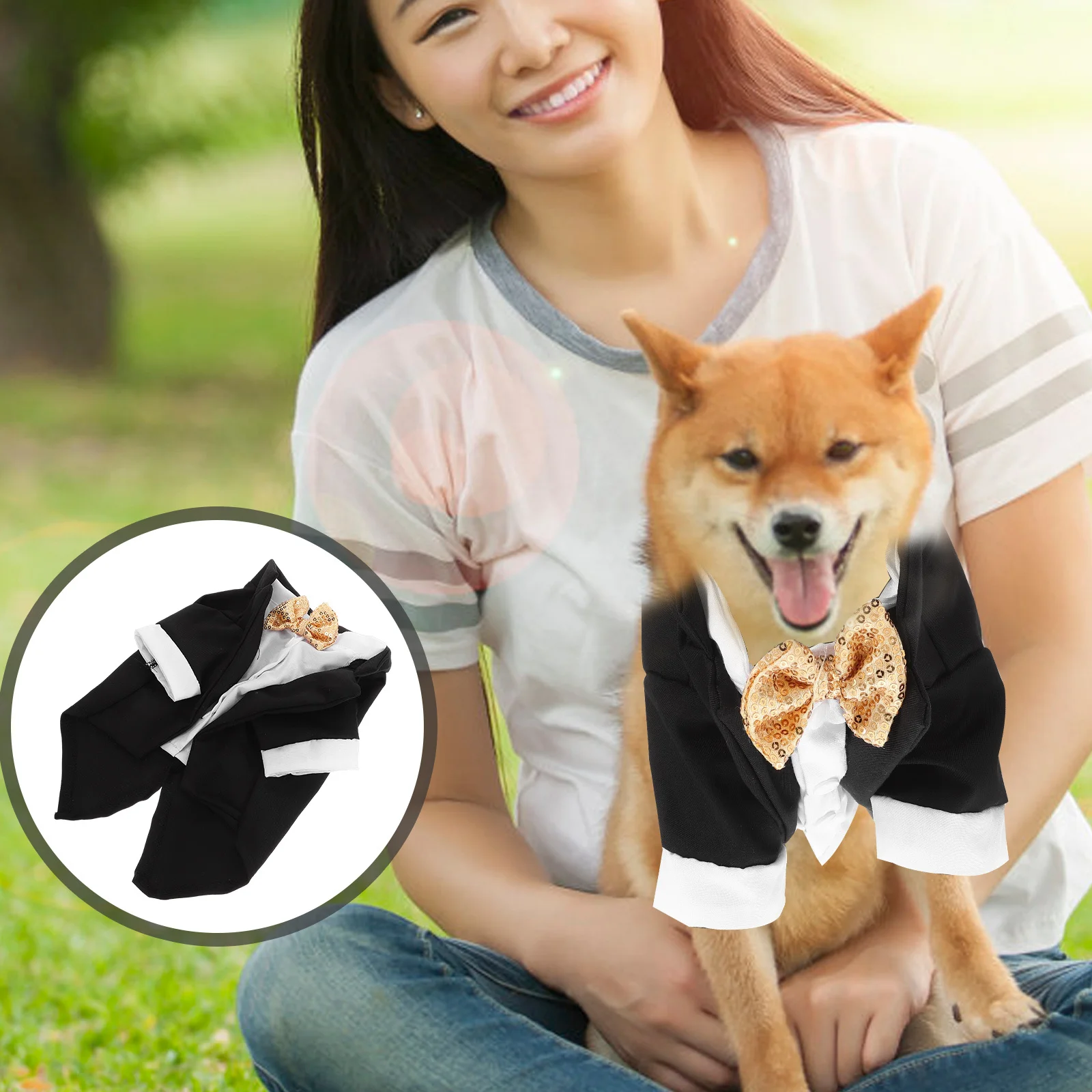 

1Set Stylish Pet Tuxedo Dog Formal Suit Tailcoat Outfit Puppy Wedding Party Clothes Breathable Comfortable Clothes for Cats