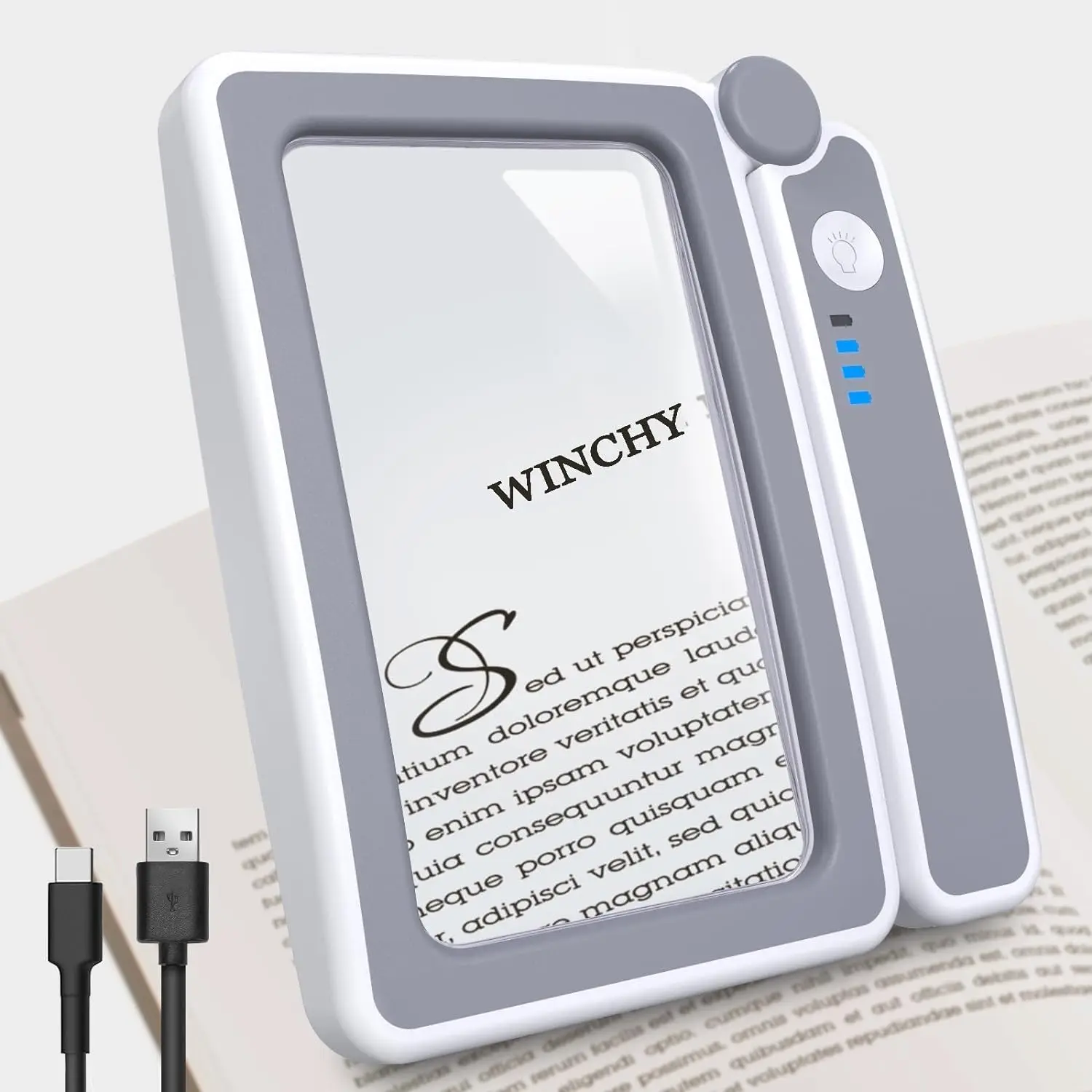 USB Loupe Rechargeable Magnifier Handheld Reading Magnifying Lamp With LED Lighting 4X Large Magnifying Glass with LED Lights view 3