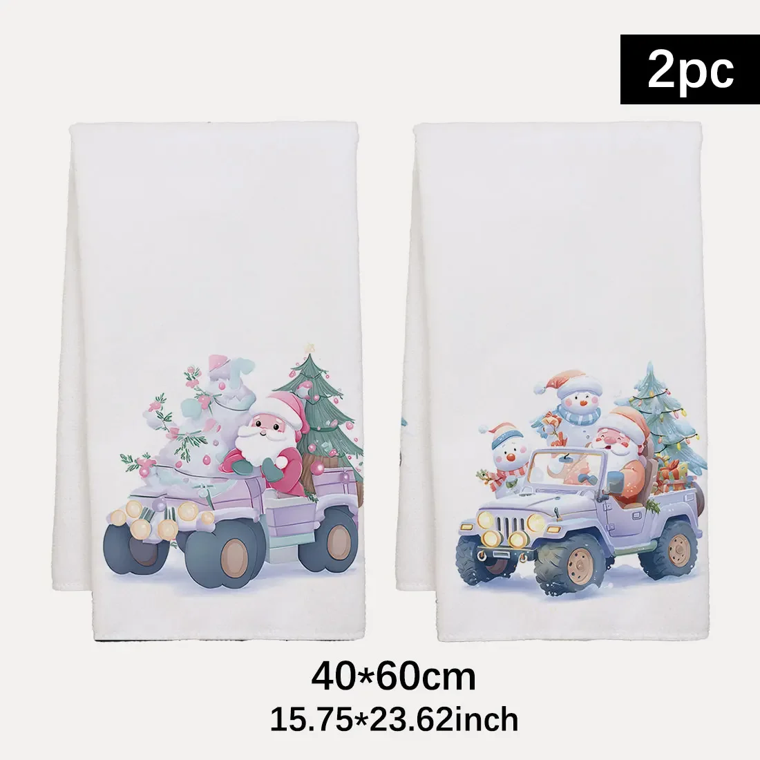 40x60cm Winter Skiing Theme Tea Towel Kitchen Dishcloth Snowman Pattern Skiing in The Forest Water Cleaning Cloth Gift