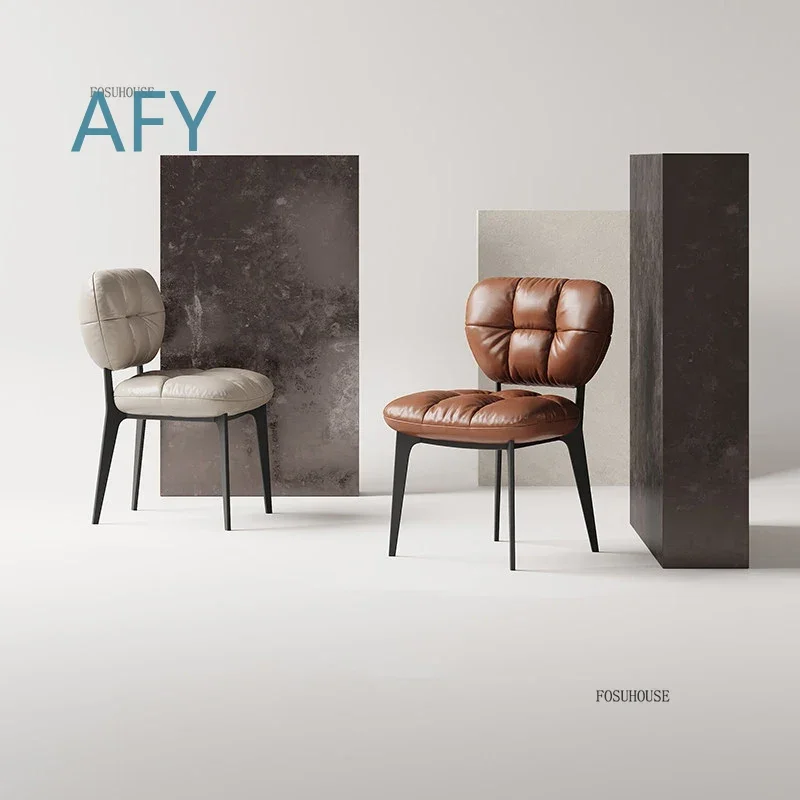 Luxury Modern Dining Chairs for Offices for Waterproof Microfiber Leather Backrest Chair for Minimalist High-end Dining Chair