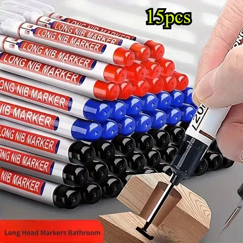 15 unids/set 20mm agujero profundo puntas largas marcadores de cabeza para bolígrafo perforador de Metal impermeable decoración de carpintería de baño multiusos