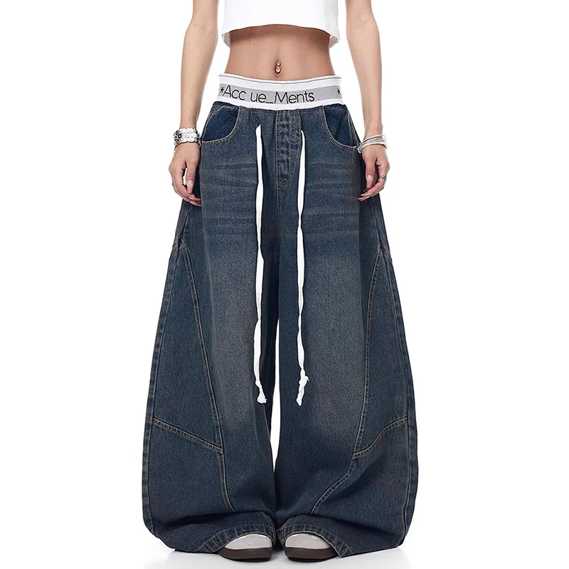 بنطلون جينز فضفاض Y2k أسود للرجال Harajuku 90s بنطلون جينز عتيق على الطراز الياباني 2000s بنطال جينز لصديقها ملابس كبيرة الحجم #4