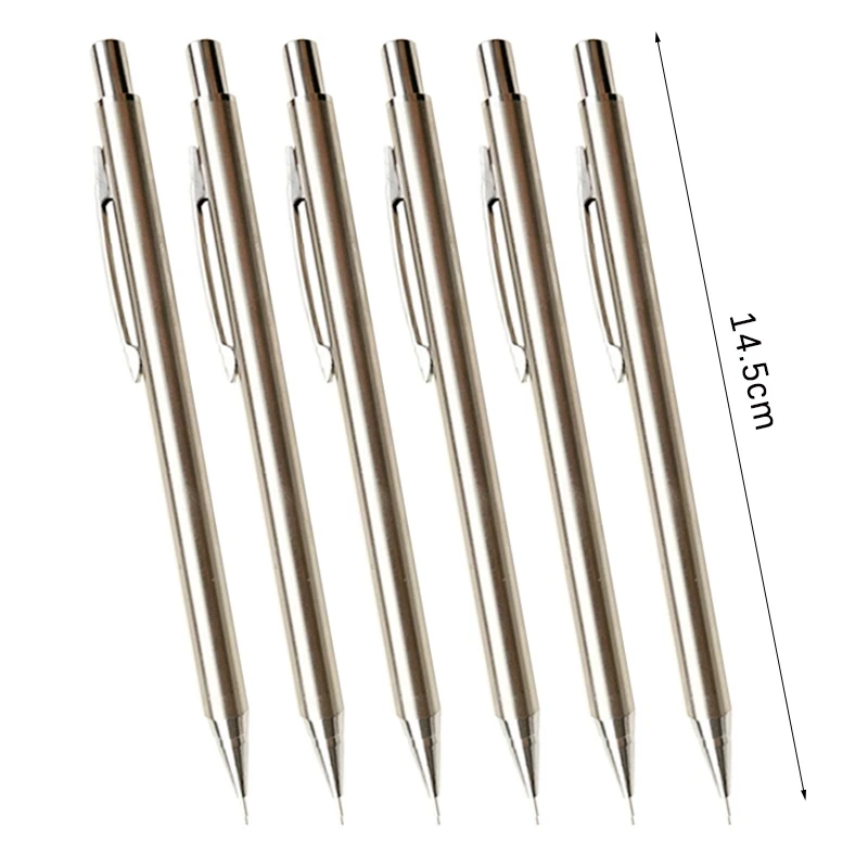 0.3 0.5 0.7 0.9 2.0mm Full Metal Mechanical Pencil Set School Art Sketch Writing Stainless Steel Automatic Pencils Kawaii Supply