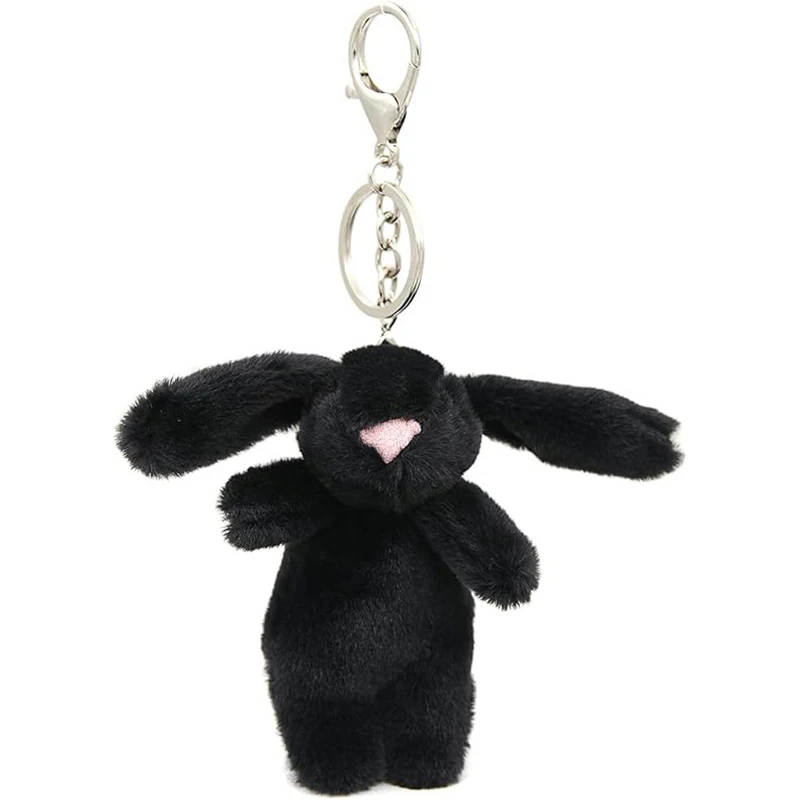 Niedlicher Cartoon-Hasen-Schlüsselanhänger, Plüsch-Stofftier-Schlüsselring mit Pompon-Anhänger für Mädchen, Taschen-, Auto- und Handy-Anhänger, Schmuckgeschenk