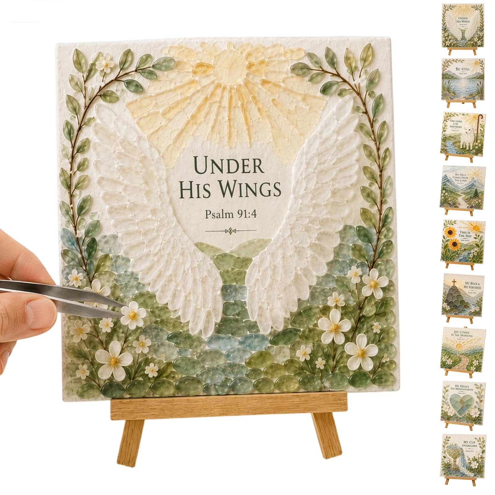 DIY Meerglas-Kunstset mit christlichem Bibelvers, inspirierende Wanddekoration, Glaubensmosaik-Bastelset für Erwachsene