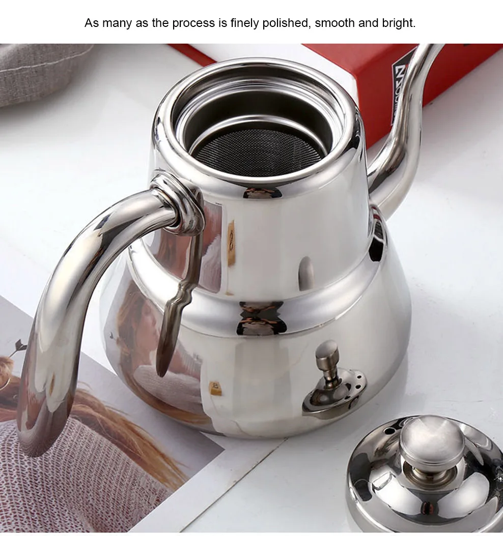 1.5L/2.0L Stainless Steel Teapot Restaurant Household Tea Infuser With Tea Strainer Kettle For Induction Cooker Flower Tea Pot