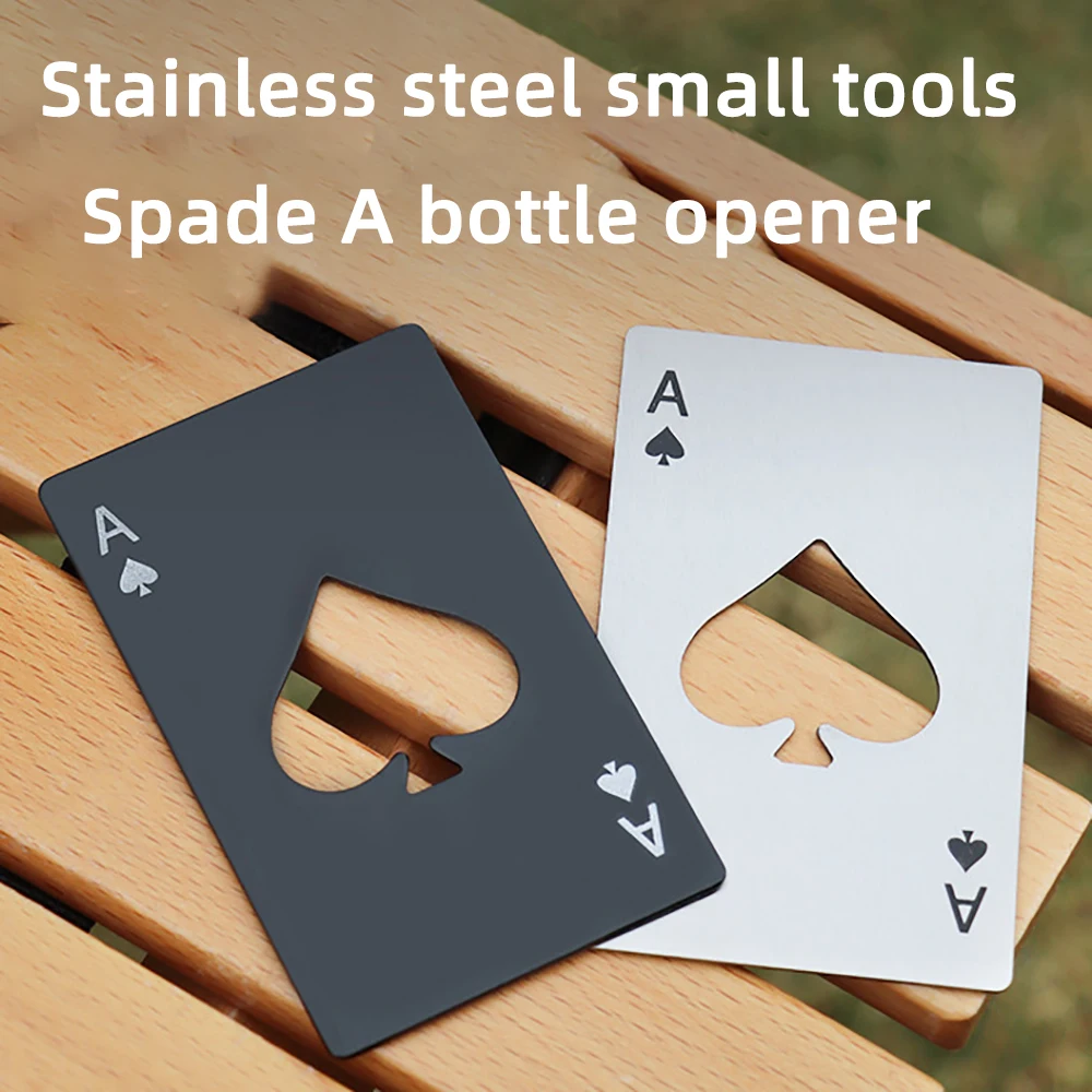 1PCS Beer Bottle Picker Opener Poker Creative Pocket Metal Multifunction Credit Card Bottle Opener Black Peach A Stainless Steel