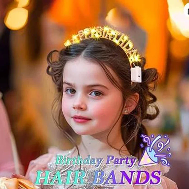 ライトアップ誕生日ヘッドバンド LED ラインストーン私の誕生日ヘッドバンドパーティーの好意ヘアアクセサリー女性のための