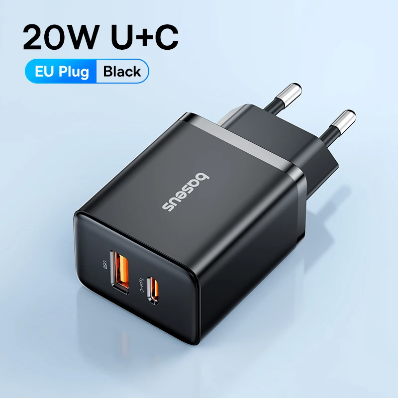 Baseus 20W USB-C Быстрая зарядка для iPhone с двумя USB портами — фото товара