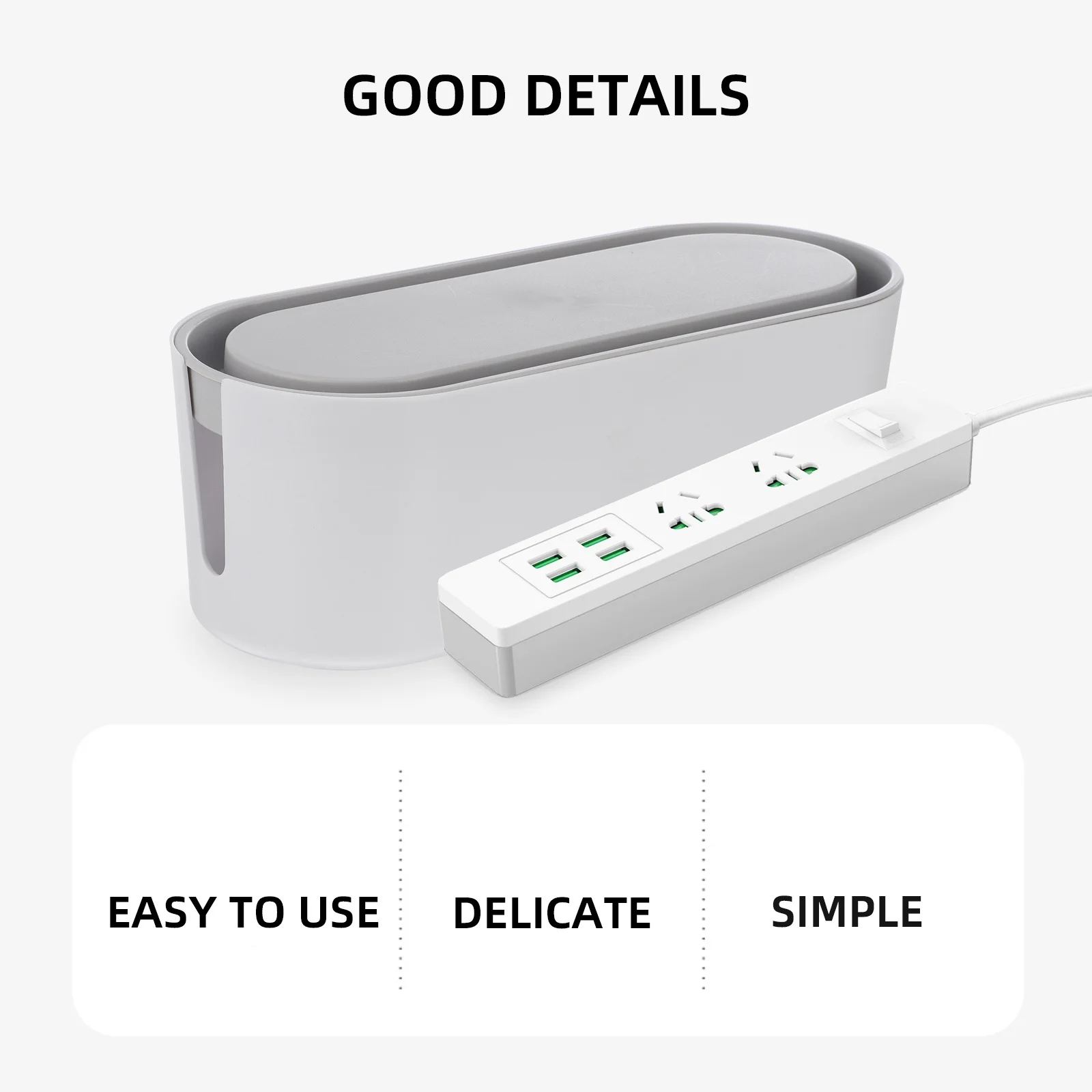 

1pc Power Strip Cable Organizer Box Large Opening Detachable Cover Heat Dissipation Desktop Data Line Storage Holder Household