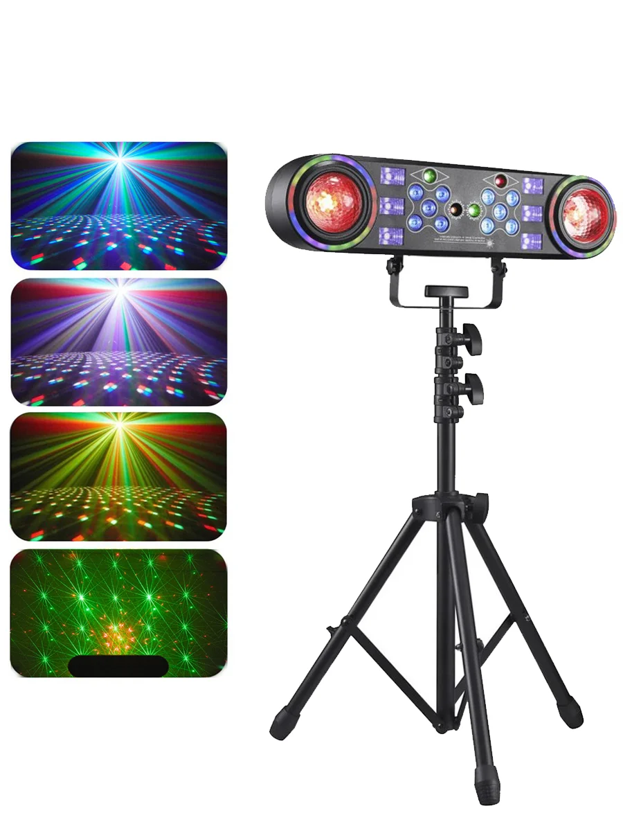 Wysyłka z UE 2 SZT. 7W1 Lampa Sceniczna DJ Disco z Statywem DMX Zdalne Sterowanie Laserowa Lampa Efektu Magicznej Kuli do Baru KTV na Wesele Imprezę — 2
