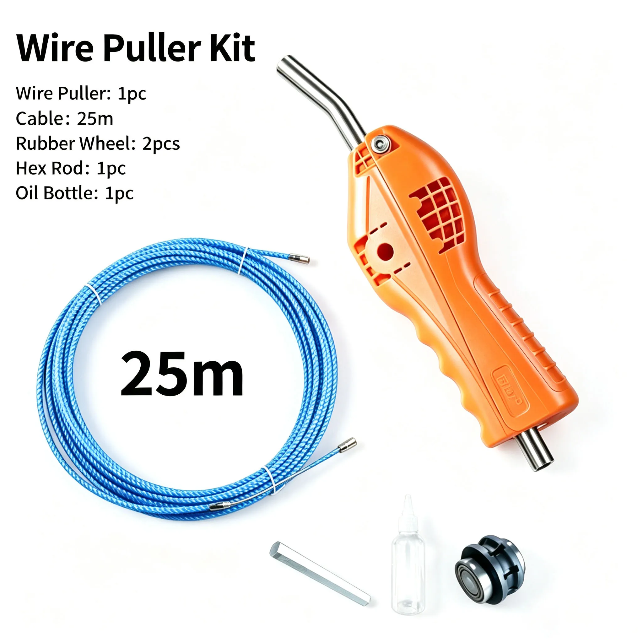 Electrical Wiring Aid Adjustable Pressure Wire Puller Stainless Steel Tube For Cable Conduit Routing Work 10-30M Optional Length