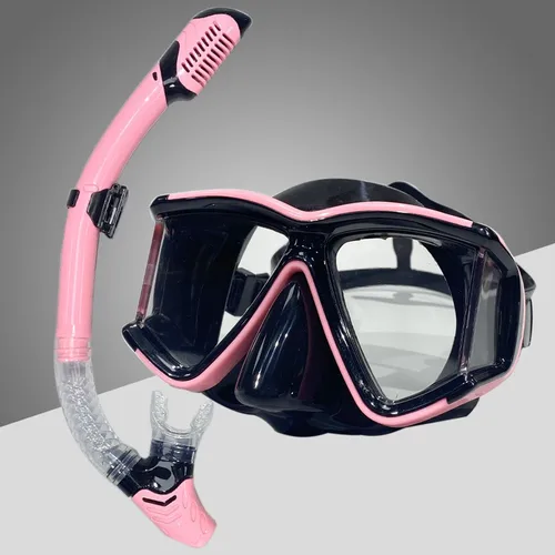 Imagen 2 del producto Nuevo juego de snorkel/buceo para adultos: máscara de silicona (lentes de 3 piezas) y snorkel