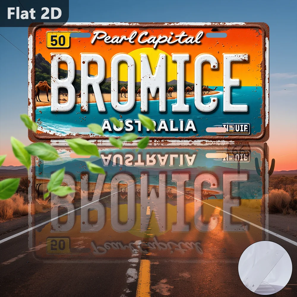 2D Flat 1pc Wall Decor  Sign Pearl Capital BROMICE AUSTRALIA, Retro Home Decor, License Plate, Hanging Decor for Cafe, Garage