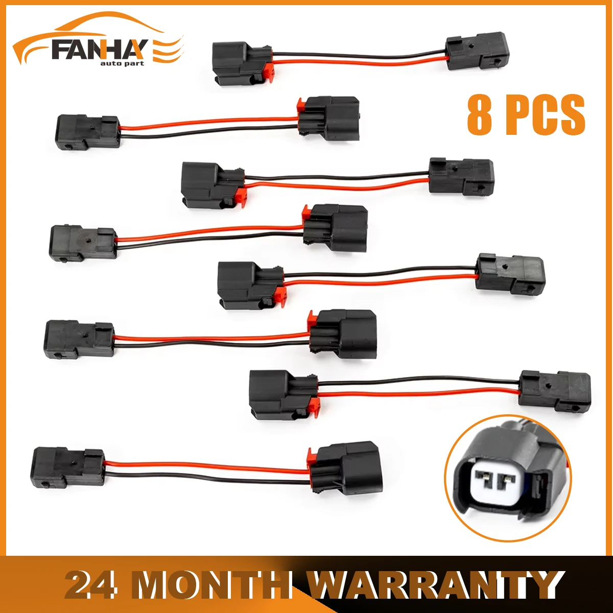 8Pcs Harness EV1 Connector Male Fuel Injector EV6 Sockets Female Cables Adapters  LS1 EV1 Engine Wire Harness Cable to LS2 EV6