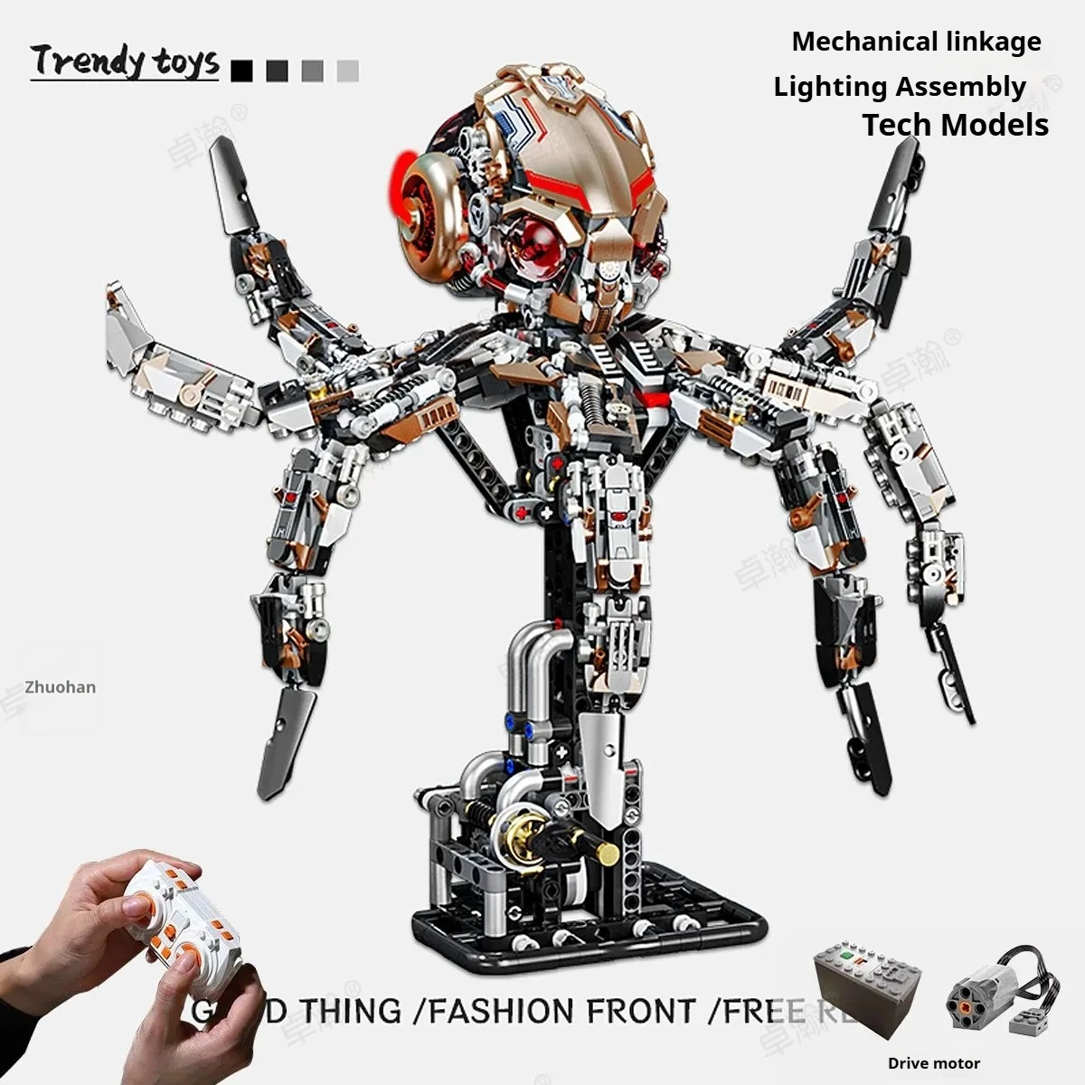 

2025 New Mechanical Octopus Assembling Building Blocks 1768+ Pcs Model Educational Toy Desktop Decor Birthday Gift For Boys