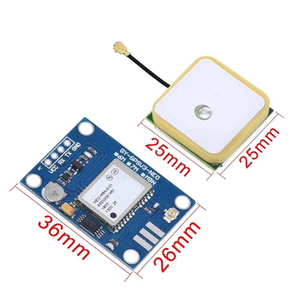 

GY-NEO6MV2 Новый GPS-модуль NEO-6M NEO6MV2 с большой антенной управления полетом EEPROM MWC APM2.5 для Arduino