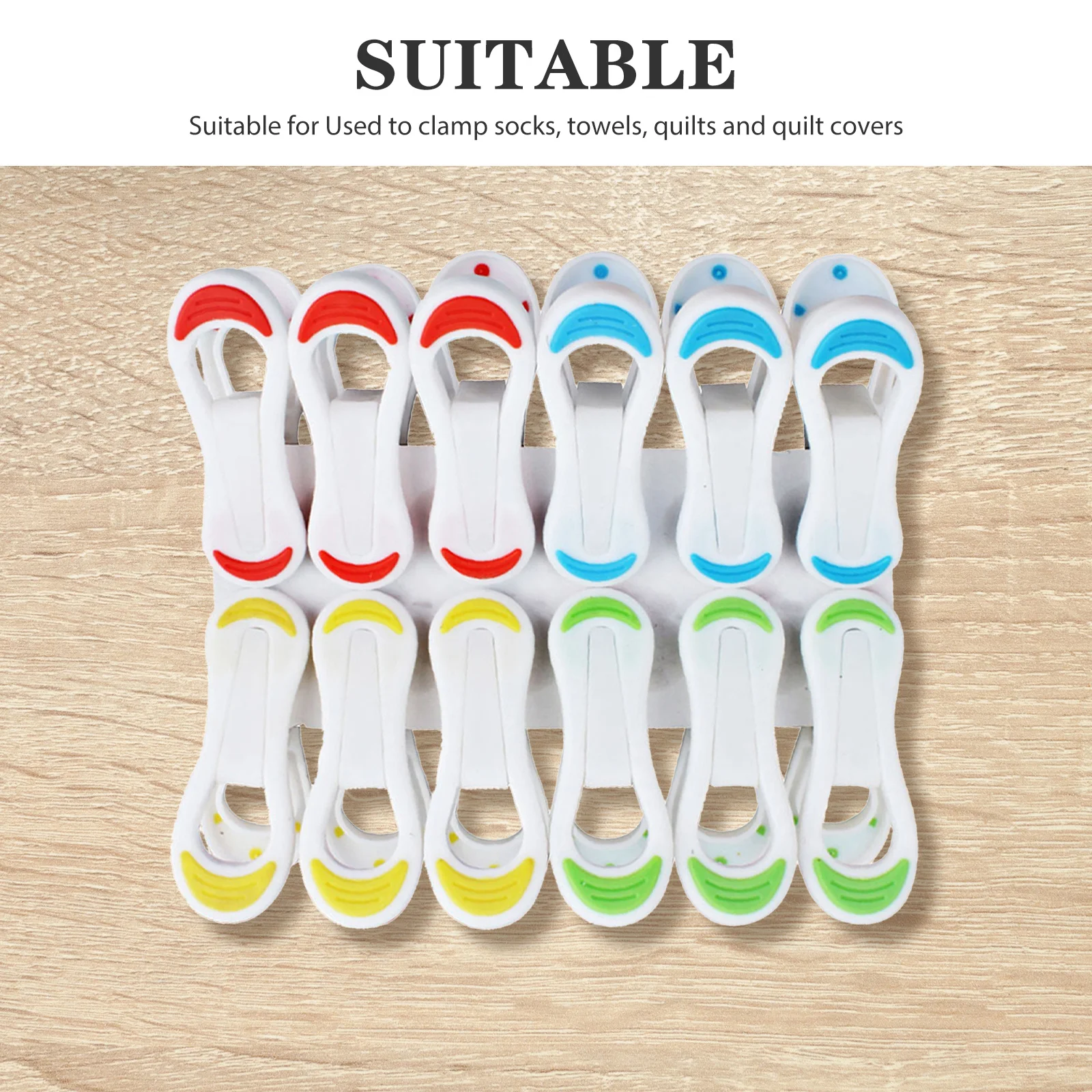 12 Stück rutschfeste Kunststoffklammern, winddichte Kleidung, Wäscheklammern für Socken, Handtücher, Steppdecke, hängende Wäscheklammern, rutschfest