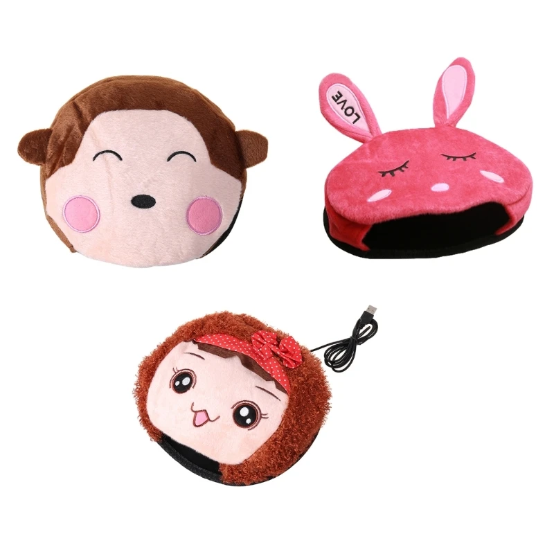 لطيف الكرتون الحيوانات الفانيلا ساخنة ماوس الوسادة جهاز تدفئة محمول USB ساخنة ماوس مع المعصم قابل للغسل لوحة الماوس التدفئة