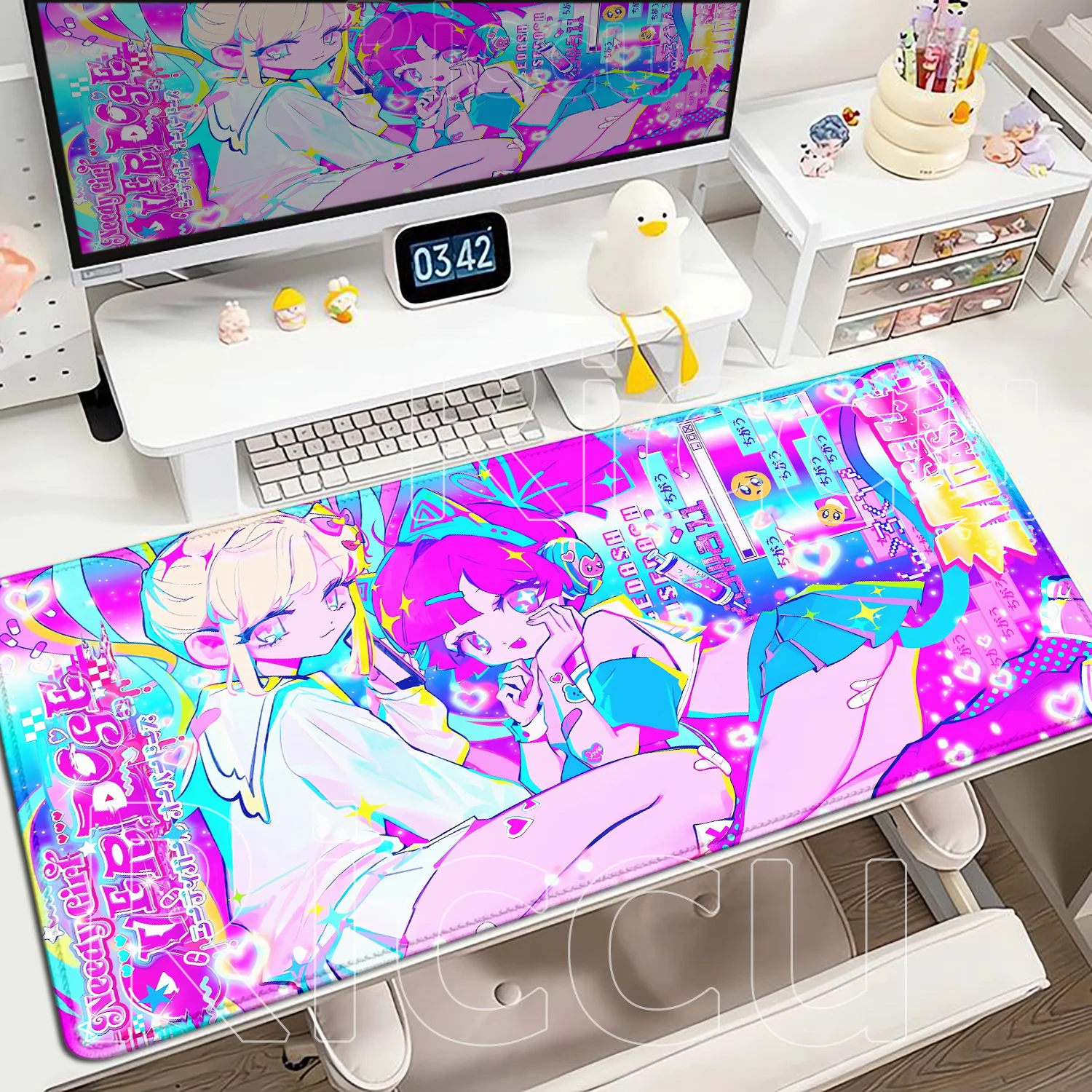Podkładka pod mysz NEEDY GIRL OVERDOSE, kawaii, anime, duża, antypoślizgowa, gumowa, XXL, akcesoria do gier komputerowych, mata na biurko pod klawiaturę — zdjęcie produktu 3