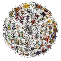 50Pcs Transparent Beetle Insect HD Stickers Pixel Art Handbook Material Phone Case Laptop Luggage Water Cup Waterproof Stickers