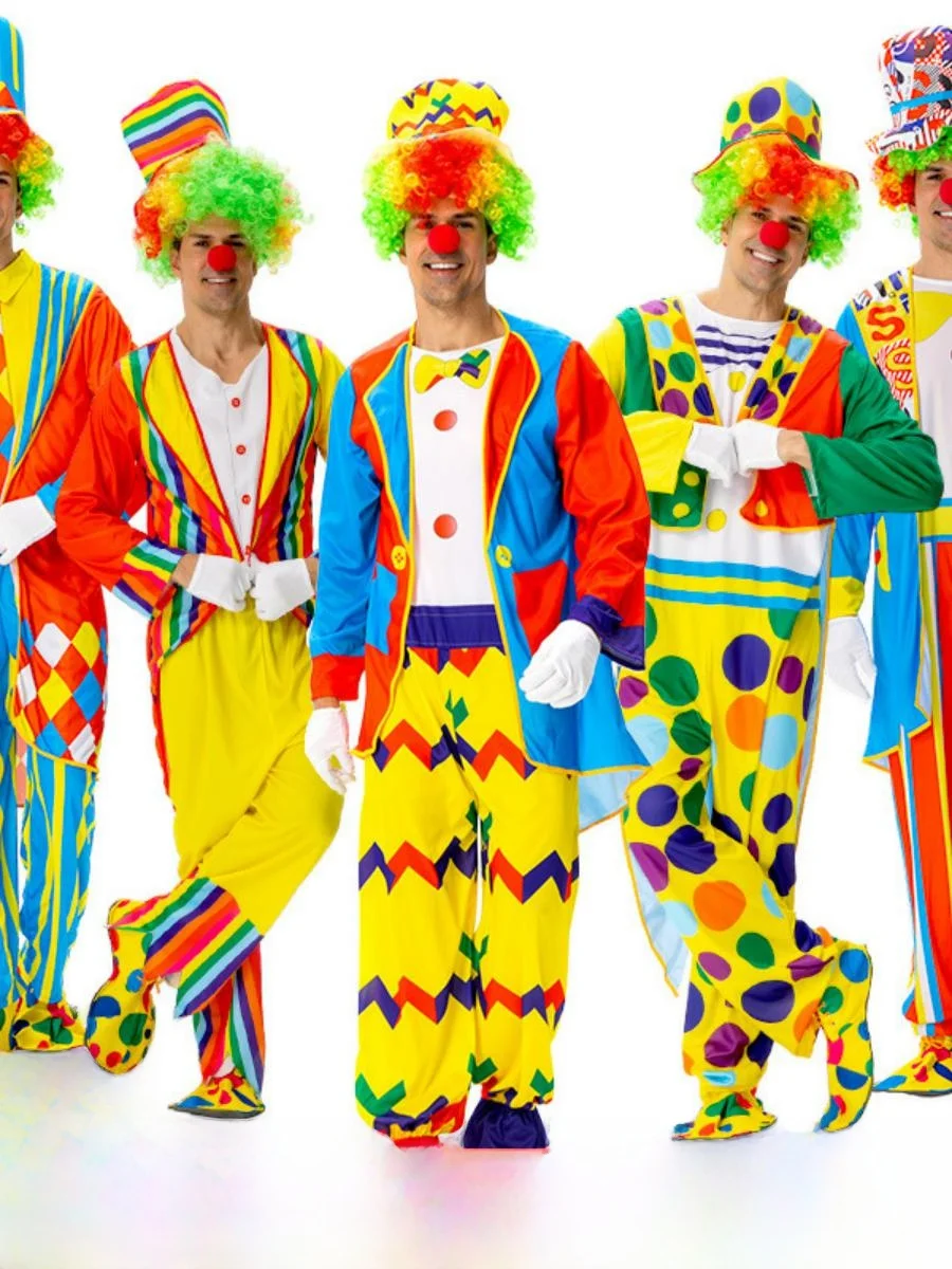 

New loween Adult Men's Circus Cosplay Costume Clown Outfit Performance Costume Polyester Material Traditional Chinese Stag...
