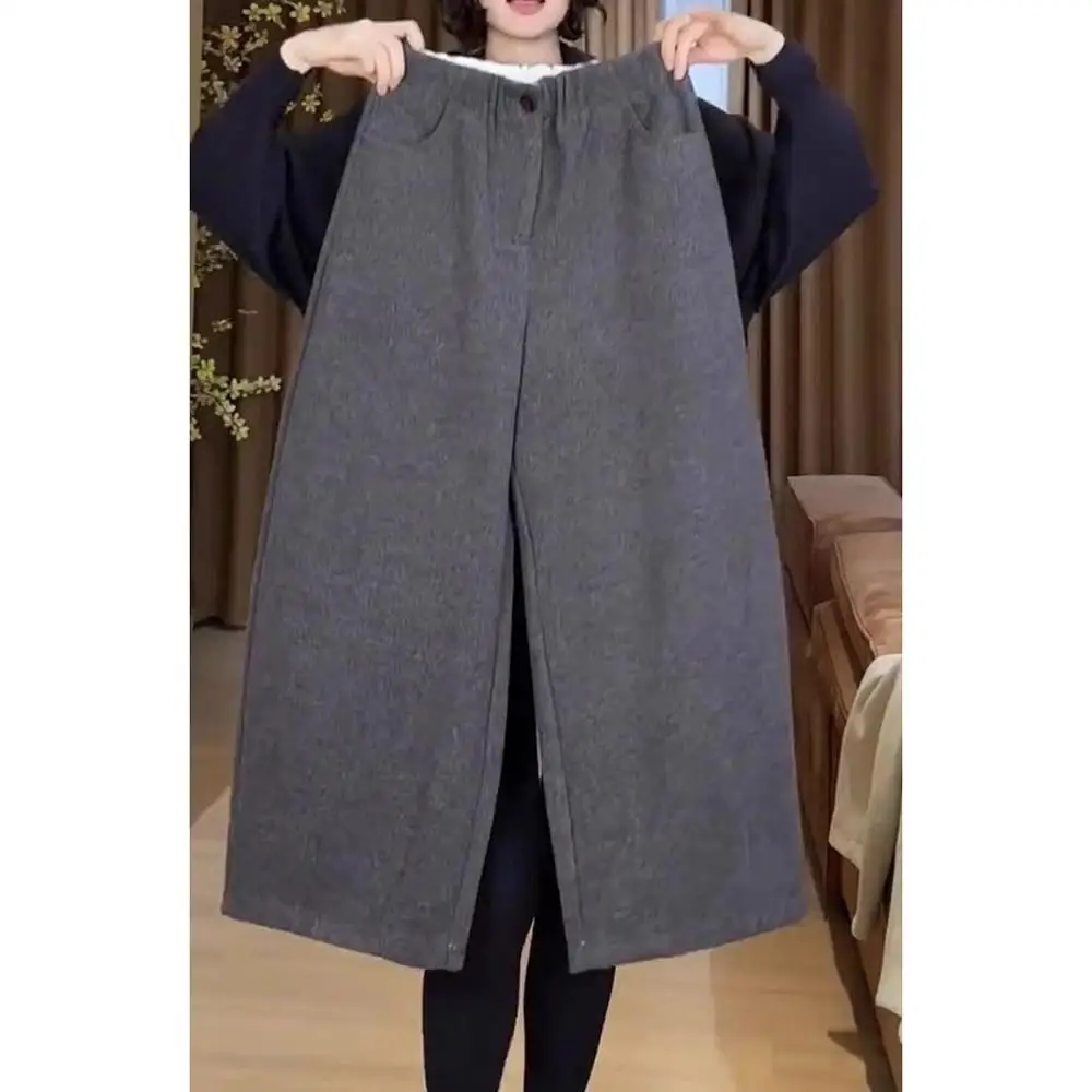 

plus Size Casual Wide Leg Pants High Waist Loose Fashionable Versatile Straight Cut Winter Trousers for plus Size Women