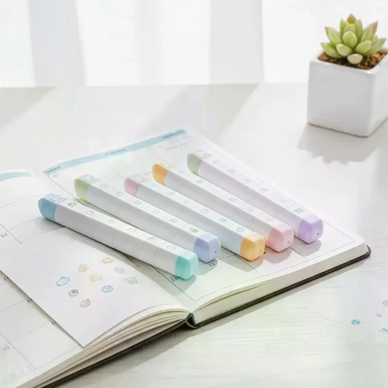 INS Style Stamp Pen Multi-Section Seal for Cute Journaling & Scrapbooking, Essential Kawaii Stationery for Accounting & Planners