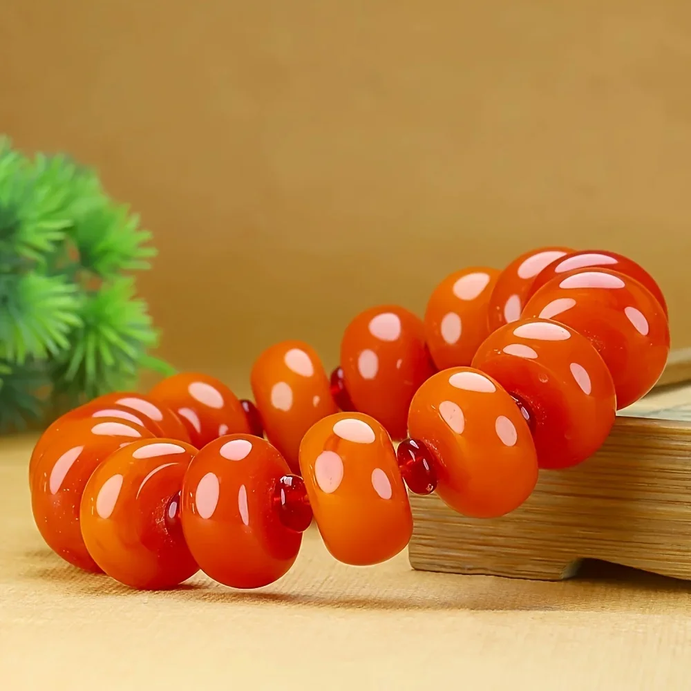 Men's Amber Bracelet - Traditional Red Beeswax Bead Jewelry, Ethnic Style