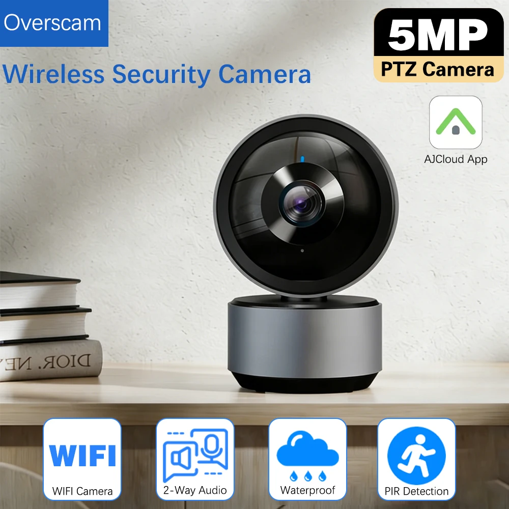 

5MP Camera Baby Surveillance Motion Capture 2.4GHz View Remotely 360° Night Vision Pan&Tilt Two-Way Audio Home Security AJCloud