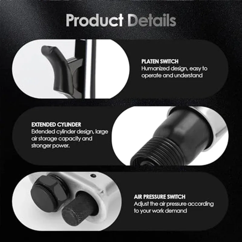 Air Hammer Semme 4500 BPM Air Chisel with 4 Piece Chisel Punch Bits Tools Industrial Handle Straight Type Pneumatic Hammer Tool