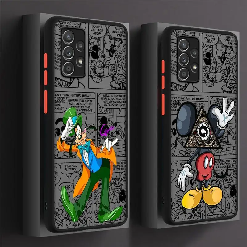 Матовый чехол для телефона Goofy с изображением Микки и Минни для Samsung Galaxy A53, A14, A52, A13, A12, A34, A71, A52s, A42, A33, A51, A31, A23, прозрачный