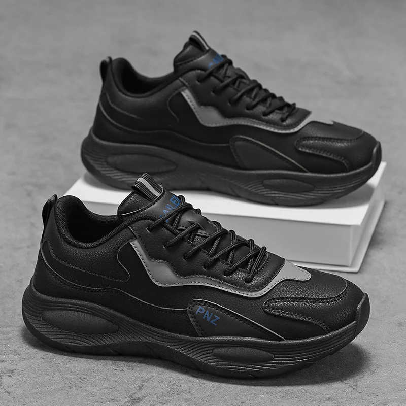 Men's casual sneakers four seasons breathable lightweight soft-sole outdoor running shoes student white speed sports Chunky shoe
