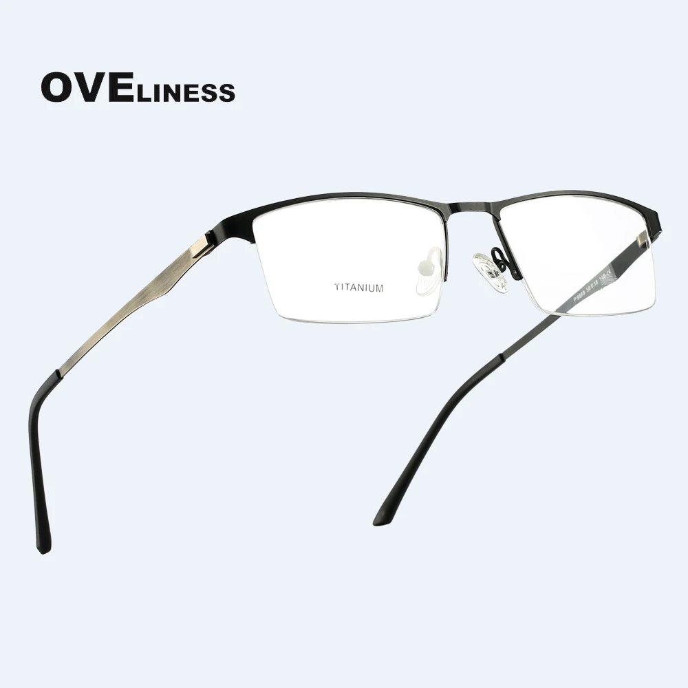 

Fashion men's eyeglasses frames Optical Glasses Frame for Men Square Titanium halfr Metal eyewear Myopia Prescription glasses