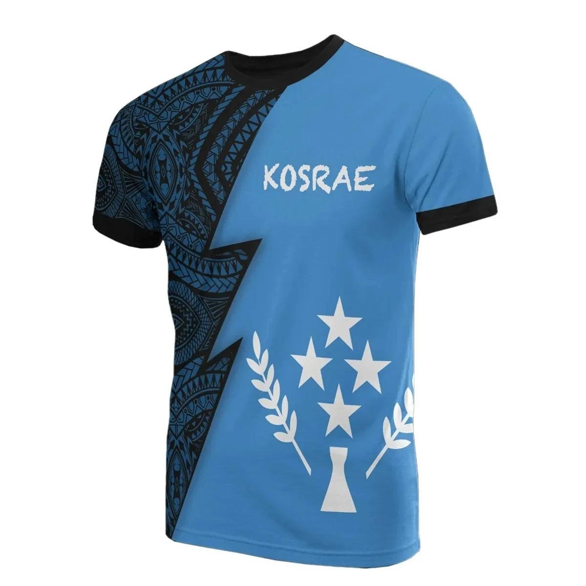 Mens Kosrae 3D Printed T-Shirt Short Sleeve Shirt with Polynesian Tattoo Tribal Culture Harajuku Hip Hop Style Top