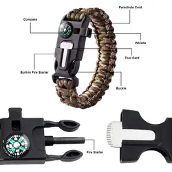 Survival Bracelet, 5 in 1 New 7 Core Paracord Emergency Sports Wristband Gear Kit Waterproof Compass