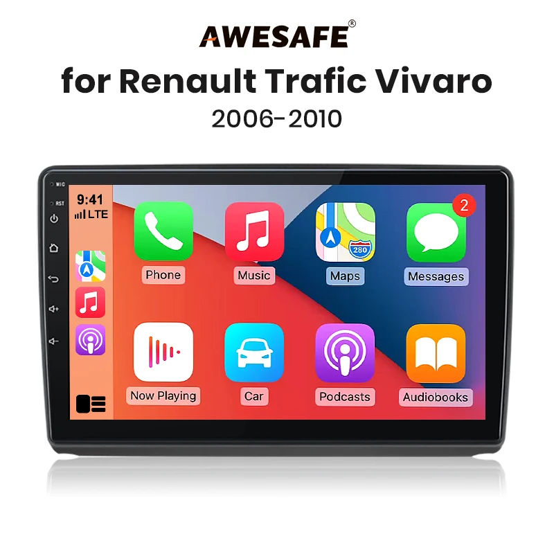 AWESAFE Draadloze CarPlay Android Auto Radio voor Renault Trafic Nissan Primastar Opel Vivaro 2006-2010 GPS Navigatie Plug and Play RDS - afbeelding 2