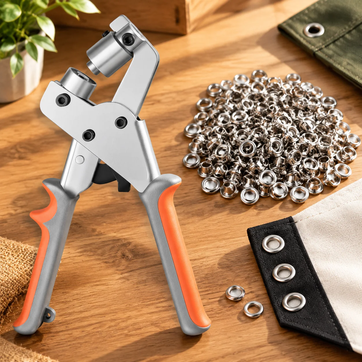 HTMCKHandheld Hole Punch Eyelet Installation Tool 6mm/10mm Grommet Eyelet Plier Kit Metal Air Hole Rivet Plier